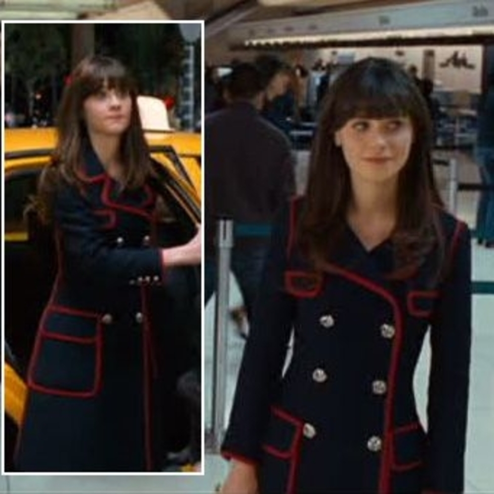 Women's Navy Coat with Red Trim